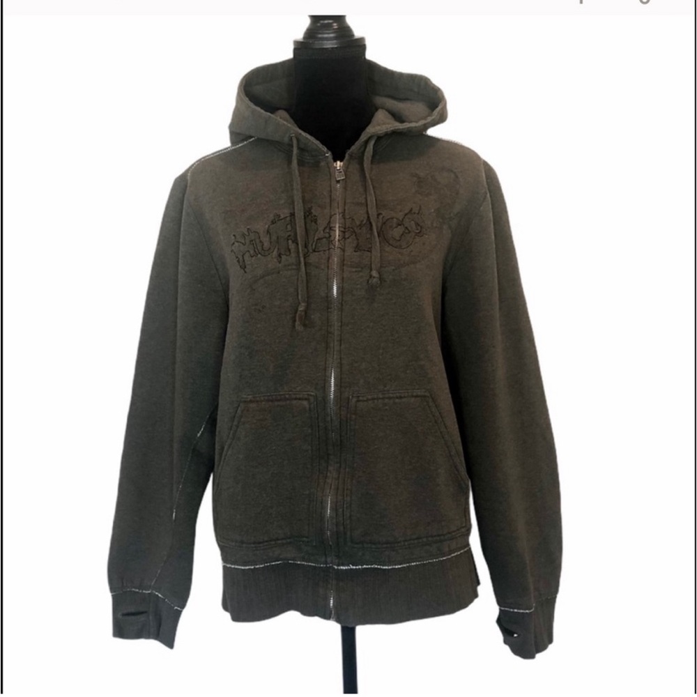 Hurley gorpcore normcore zipper front khaki unisex hoodie pockets size medium